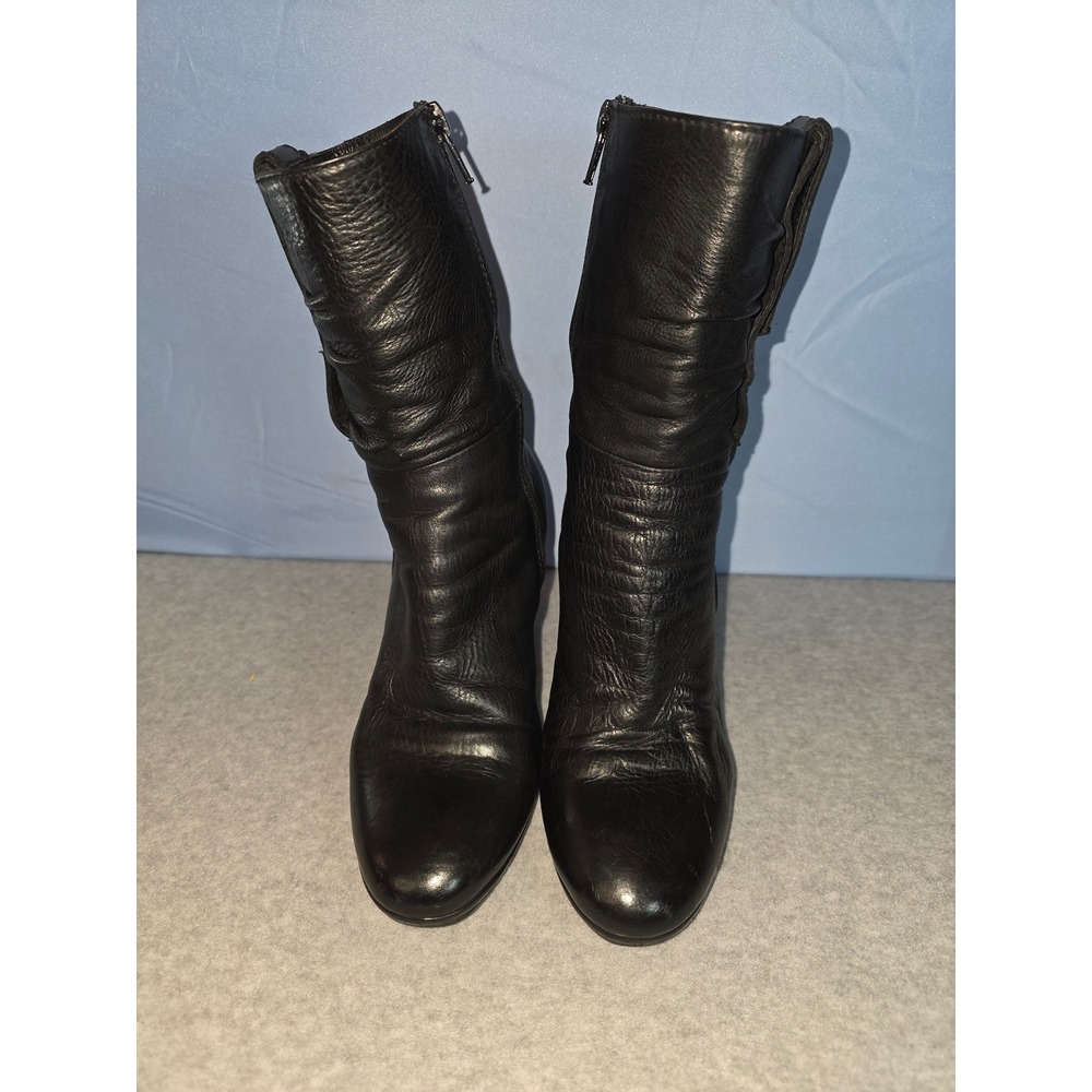 Coach Black Leather Heeled Ankle Boots, Side Zip Closure, Women's Size 6.5 B